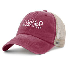 YFKFYTG I Could Be Meaner Hat back view highlighting mesh panels for airflow