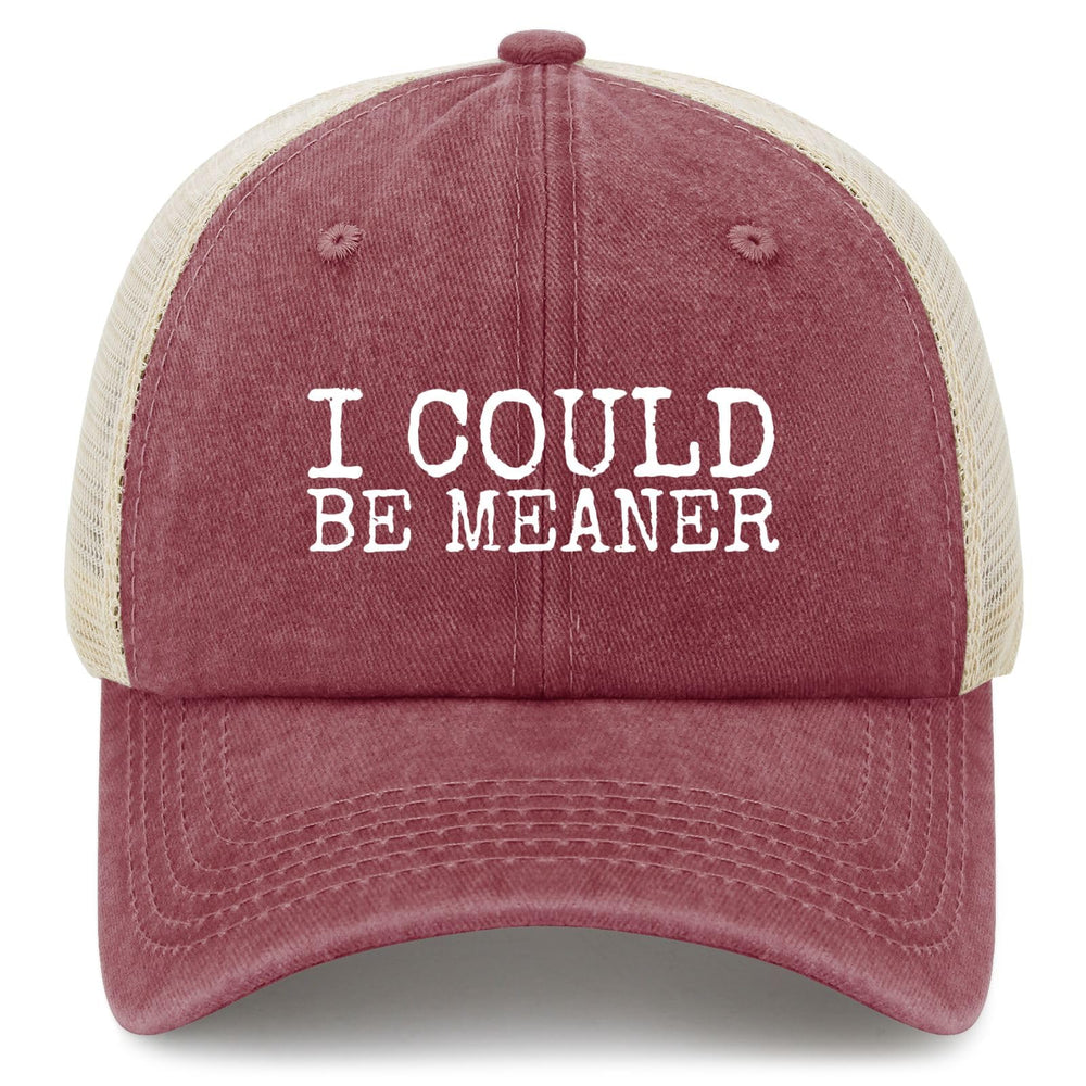 YFKFYTG I Could Be Meaner Hat front view with breathable denim for daily wear