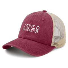 YFKFYTG I Could Be Meaner Hat side view showing adjustable snapback for a perfect fit