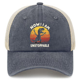 YFKFYTG Now I Am Unstoppable Dinosaur Hat front view for casual sun protection.