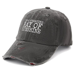 YFKFYTG Ray Sunshine hat side angle showing retro casual style.