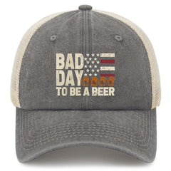 YFKFYTG Retro Bad Day to Be A Beer cap front view for casual humor