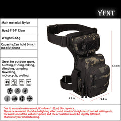 YFNT Tactical Drop Leg Bag dark camo open compartments demonstrating organized storage on outdoor trips.