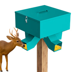 Yhhdjc weatherproof lid overhang protects feed in rain and snow.