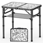 YihuiKo Toile de Jouy camping table main view, compact and portable for travel.