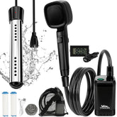 Yimserk portable shower battery display shows remaining power for easy camp planning.