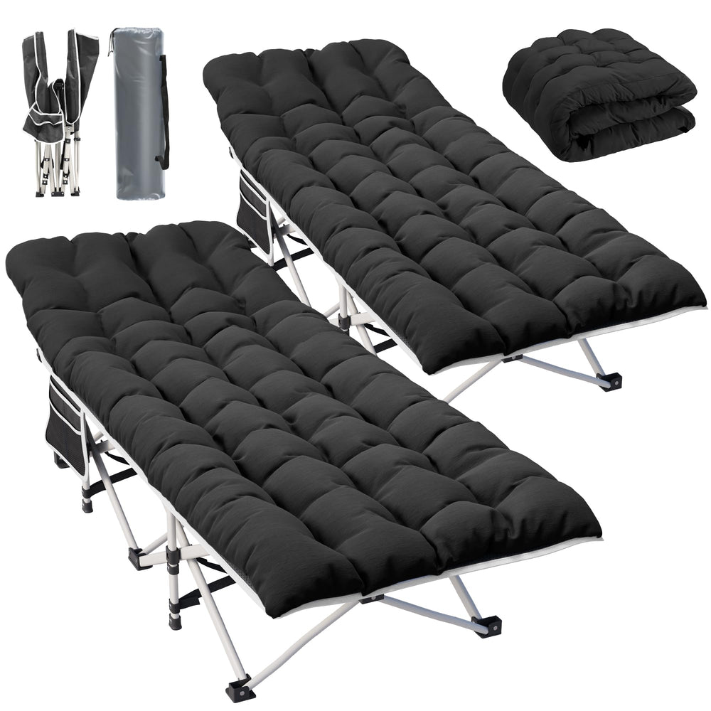 YITAHOME camping cot with one-piece mattress for outdoor comfort.
