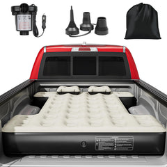 YITAHOME truck bed air mattress setup in a short bed pickup for roomy comfort