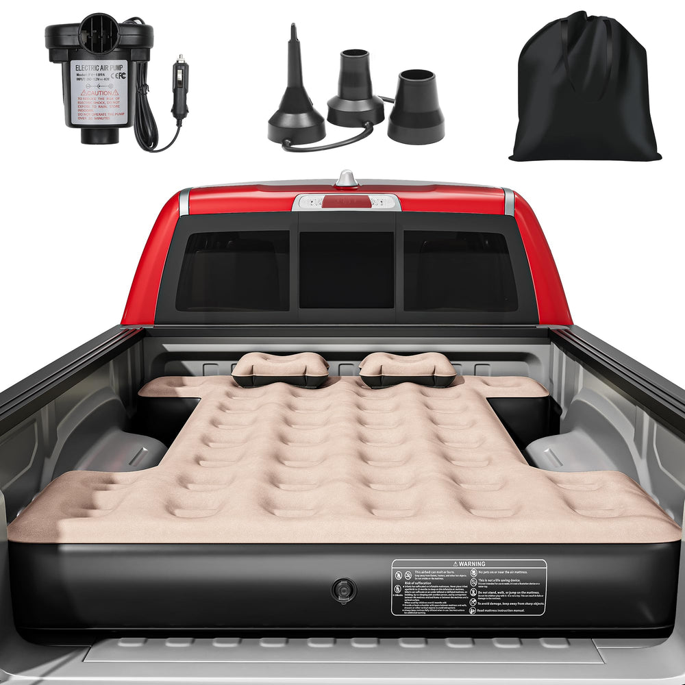 YITAHOME truck bed air mattress setup for easy camping comfort in a short bed