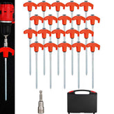 YIYAO 20-pack tent stakes stabilize tents on windy grass with a durable hex driver