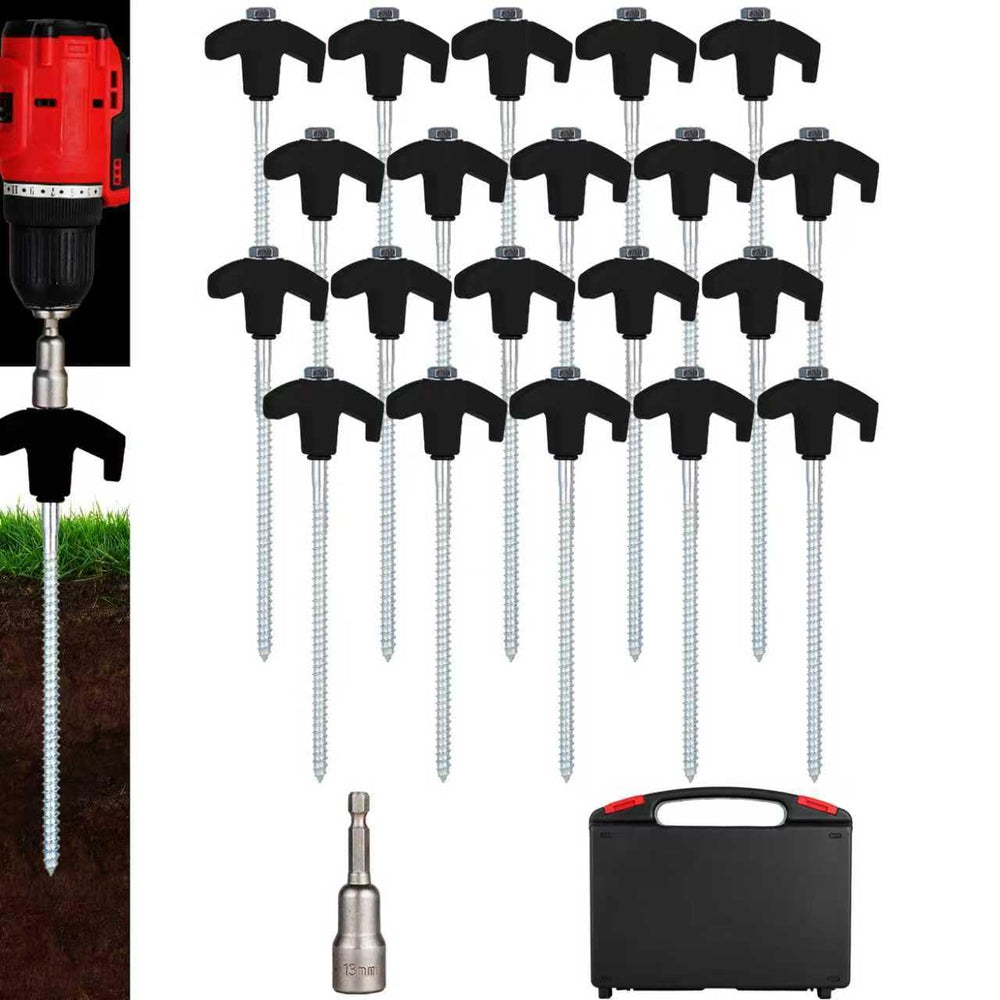 YIYAO screw-in tent stake 8inch for secure hold on varied ground.