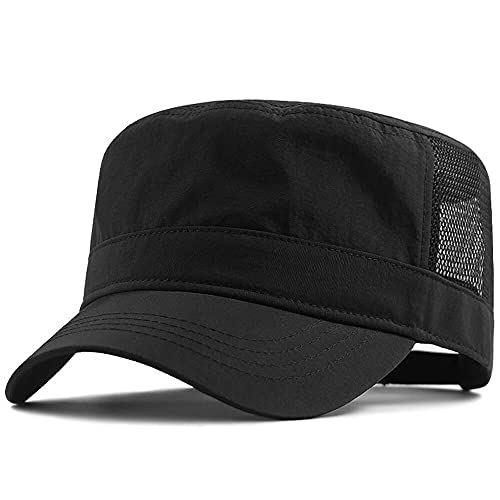 Yizhichu1990 XXL flat-top army cap with pre-curved brim for sun protection.