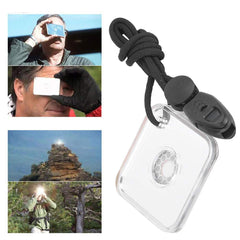 Ymiko camping reflective signaling mirror with lanyard ready for use.