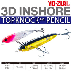 Yo-Zuri 3D Inshore Pencil bone top view, highlighting the deep baitfish silhouette.