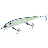 Yo-Zuri 3DB Jerkbait 110 Ghost Sexy Shad suspends with lifelike minnow shimmer for pause retrieves.