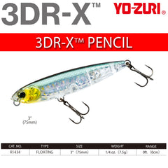 Yo-Zuri 3DR-X Pencil features a single-knock cadence rattle for added attraction.