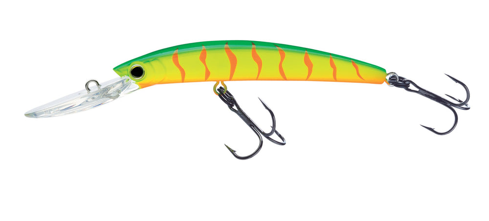 Yo-Zuri Crystal Minnow Deep Diver Walleye Hot Tiger, ideal for freshwater trolling.