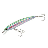 Yo-Zuri Pins Minnow Floating Diver Lure in rainbow trout color showing deep-water reach and action.