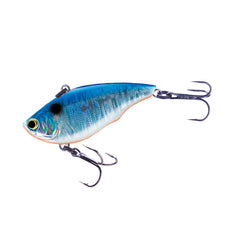 Yo-Zuri RattlN Vibe Mini 40mm blue chrome side view showing compact wobble for panfish.