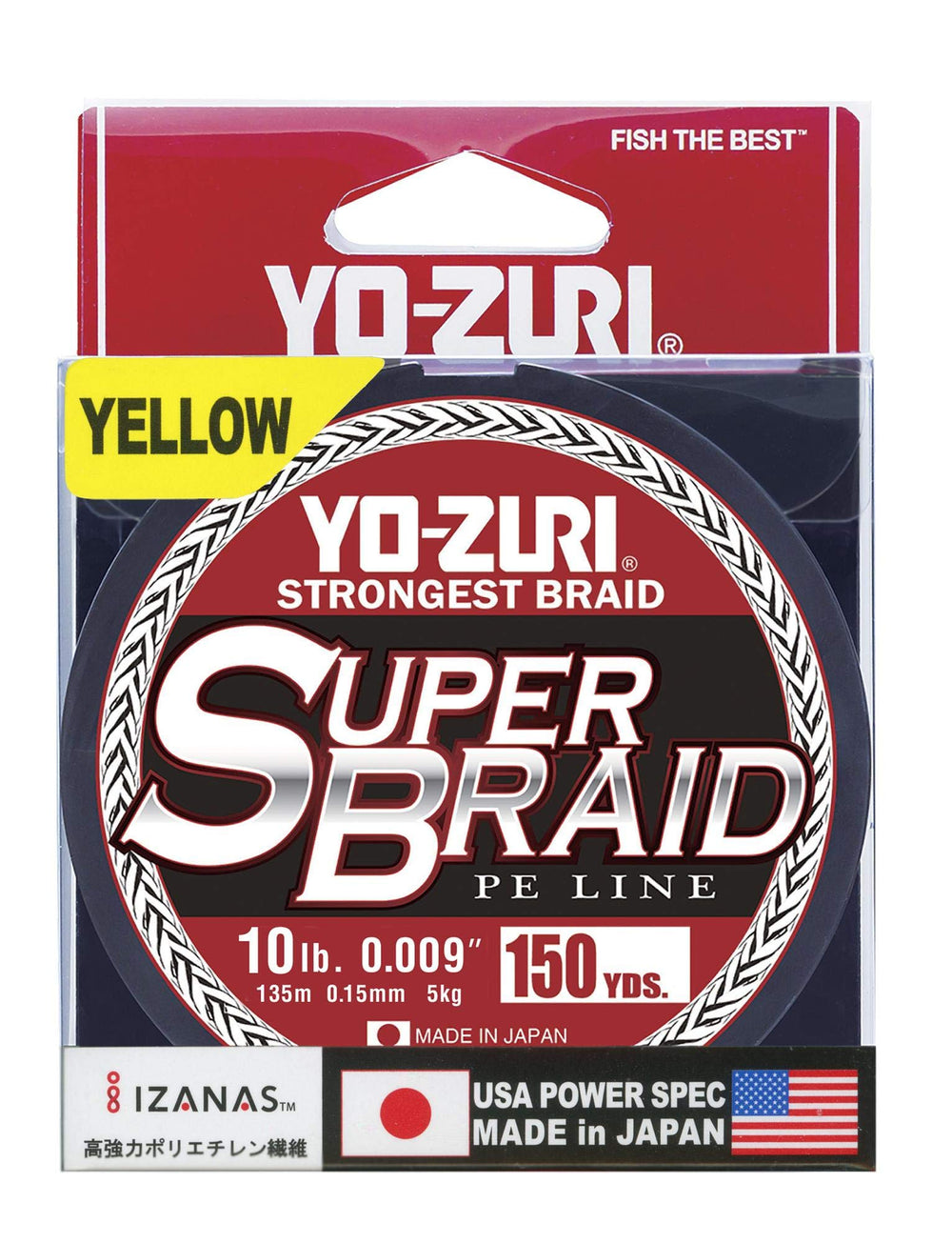 Yo-Zuri Super Braid 150 yd yellow spool for high visibility bite detection.