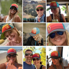YoColorado Sunset Fader Trucker Hat side angle highlighting versatile unisex style.