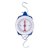 Yogayet blue mechanical hanging scale displaying 440 lb / 200 kg
