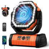 YOGIN rechargeable fan in tent breeze setup for hands-free cooling during camping