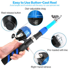 Yoilreyl beginners fishing kit includes tackle for quick setup and practice.