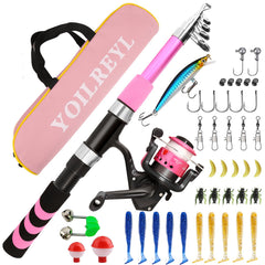 Yoilreyl Kids Fishing Rod and Reel Combo in collapsible 5.91ft design boosts beginner confidence.