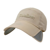 YOLAI khaki wide-brim cap with adjustable fit for sun protection during outdoor activities.