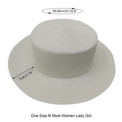 YOLAI Black Straw Panama Flat Top Hat, packable for travel and beach days.