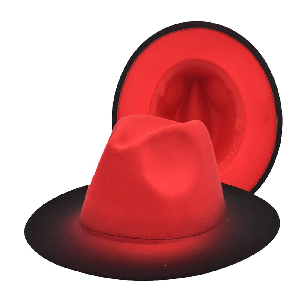 YOLAI wide-brim fedora hat in red for sunny outdoor wear