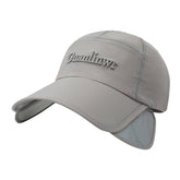 YOLAI wide-brim sun hat in grey provides broad shade for face and neck.