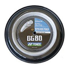 Yonex BG-80 setup in action illustrates tension control during play.