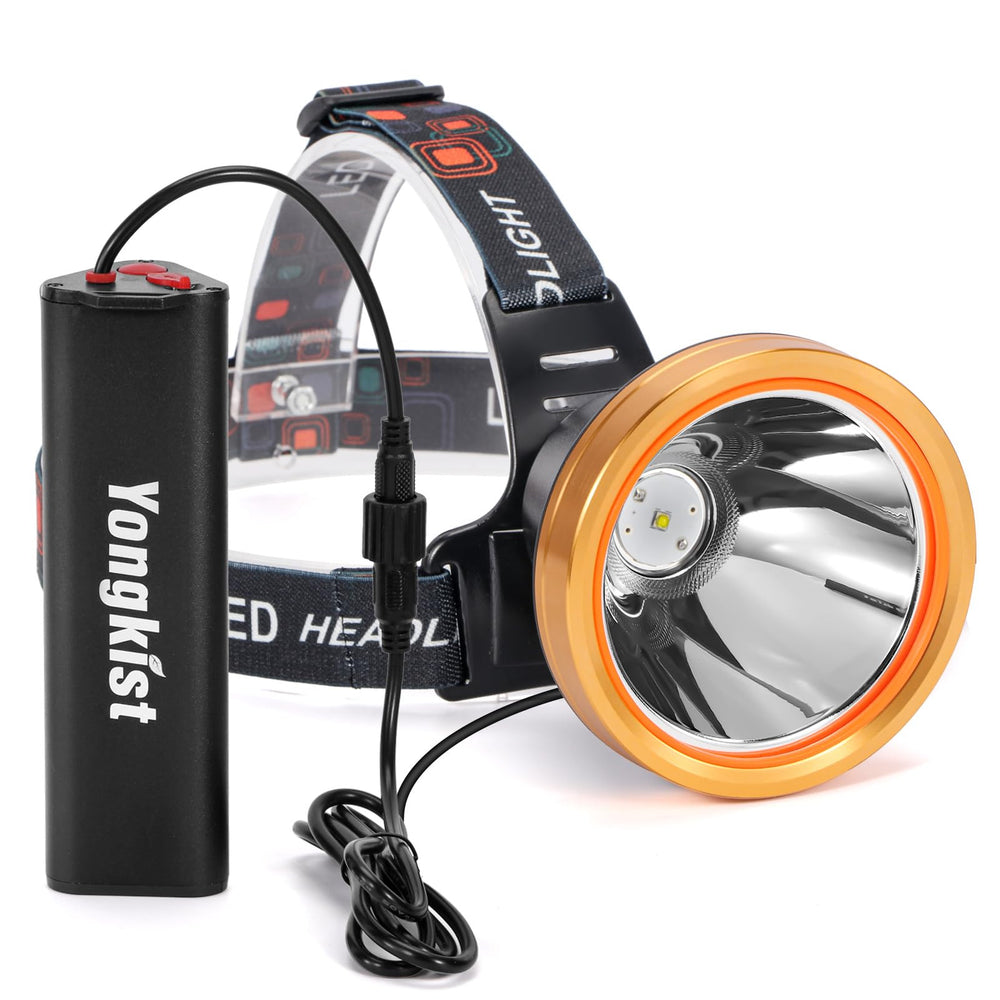 Yongkist headlamp front view shows compact, hands-free lighting for nighttime tasks.