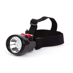 Yongkist miner headlamp front view showing bright main and auxiliary LEDs for underground work