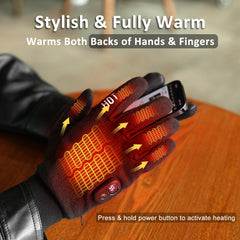 Yoostooper smart display heated gloves show real-time battery and temperature settings.