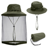Yoption Head Net Hat Army Green - front view with hidden mesh