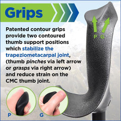 York Nordic Motivator grip close-up highlighting patented contoured grip for thumb-friendly comfort.