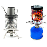 Yosoo Mini Stove Heating Cover in stainless steel shows durable construction for outdoor use.
