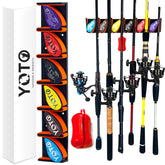 YOTO vertical fishing rod holders mounted on wall holding up to six rods