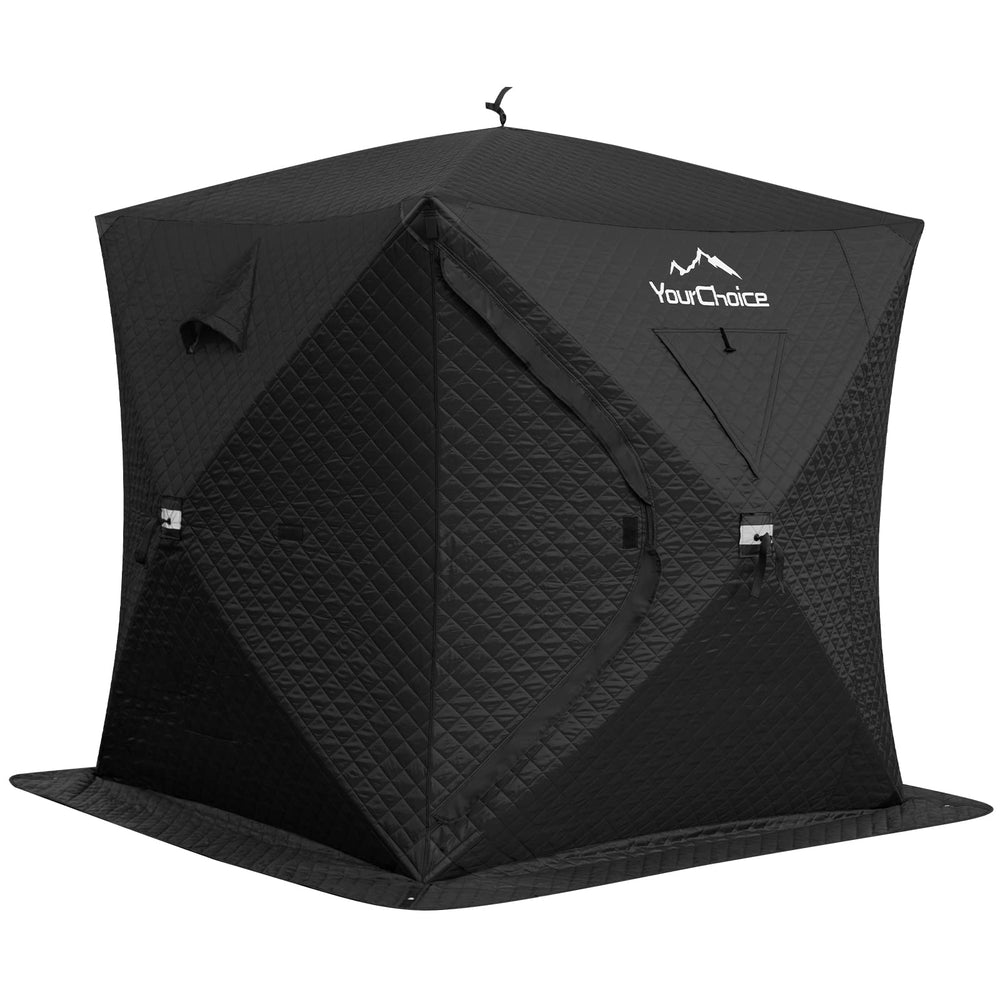 Your Choice ice fishing shelter on ice for 3-4 people in black