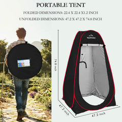 Your Choice Pop Up Privacy Tent interior reveals a 47x47 inch space for changing.