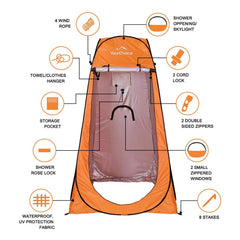 Your Choice pop-up privacy tent side windows with privacy covers provide ventilation.