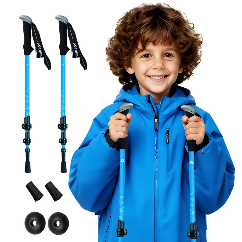 Yourjoy hiking poles folded compactly for easy travel storage