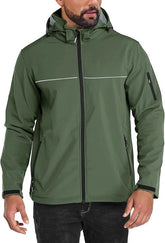 Yousify men's softshell jacket front view for lightweight hiking protection