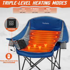 Youtanic heated camping chair dual-heating-zones offer customizable warmth on demand.