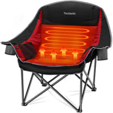 Youtanic heated camping chair front view showing oversized seat for outdoor warmth