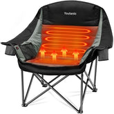 Youtanic heated camping chair heat zones demonstrate back and seat warmth for chilly outings.