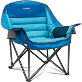 Youtanic oversized camping chair open with roomy seat and headrest comfort.